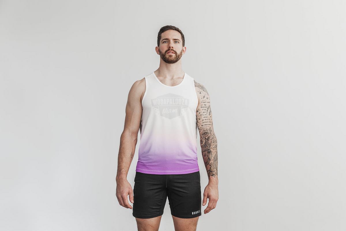 Nobull Wodapalooza Dip-Dye Men\'s Tank Tops White | Australia (IF0951)